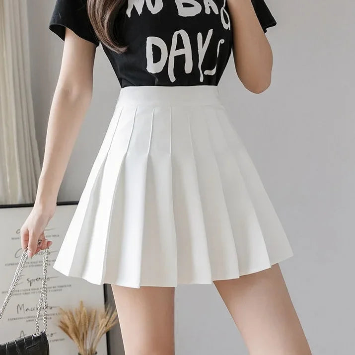 2024 Summer New High Waist Slimming Solid Color A-line Skirt Women's Fashion Sports Tennis Badminton Academy Style pleated skirt
