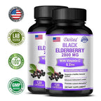 Black Elderberry 2800 Mg - with Vitamin C and Zinc, Immune System Support, Antioxidant Supplement, Skin Health Benefits