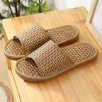 Bamboo Rattan Grass Summer Home Couple Wholesale Street Stall Indoor Thickened Soft Bottom Wooden Floor Home Linen Slippers