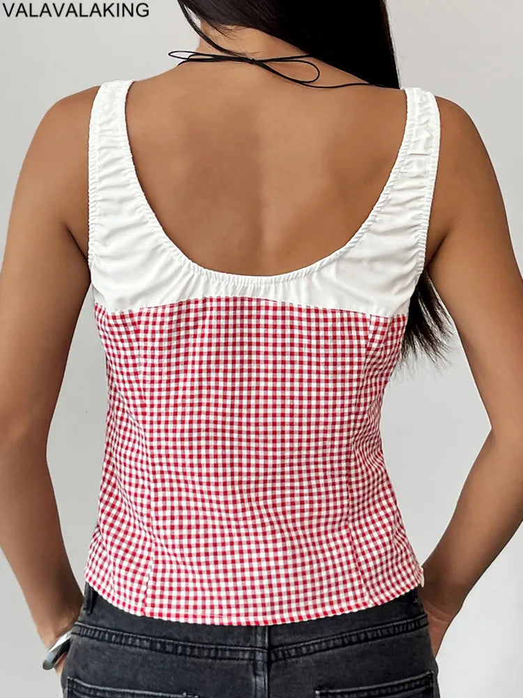 2025 Sexy Female Sleeveless Bodycon Strap Top Summer Women Hollow Patchwork Short Vest Lady Off Shoulder Clud Crop Tops Clothes