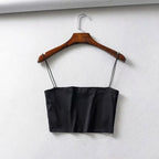 2024 Summer Women's Crop Top Sexy Elastic Cotton Camis sleeveless Short Tank Top Bar