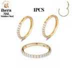316L Stainless Steel Zircon CZ Hinged Segment Nose Septum Clicker Ring Round Earrings Hoops Ear Tragus Helix Piercing Jewelry