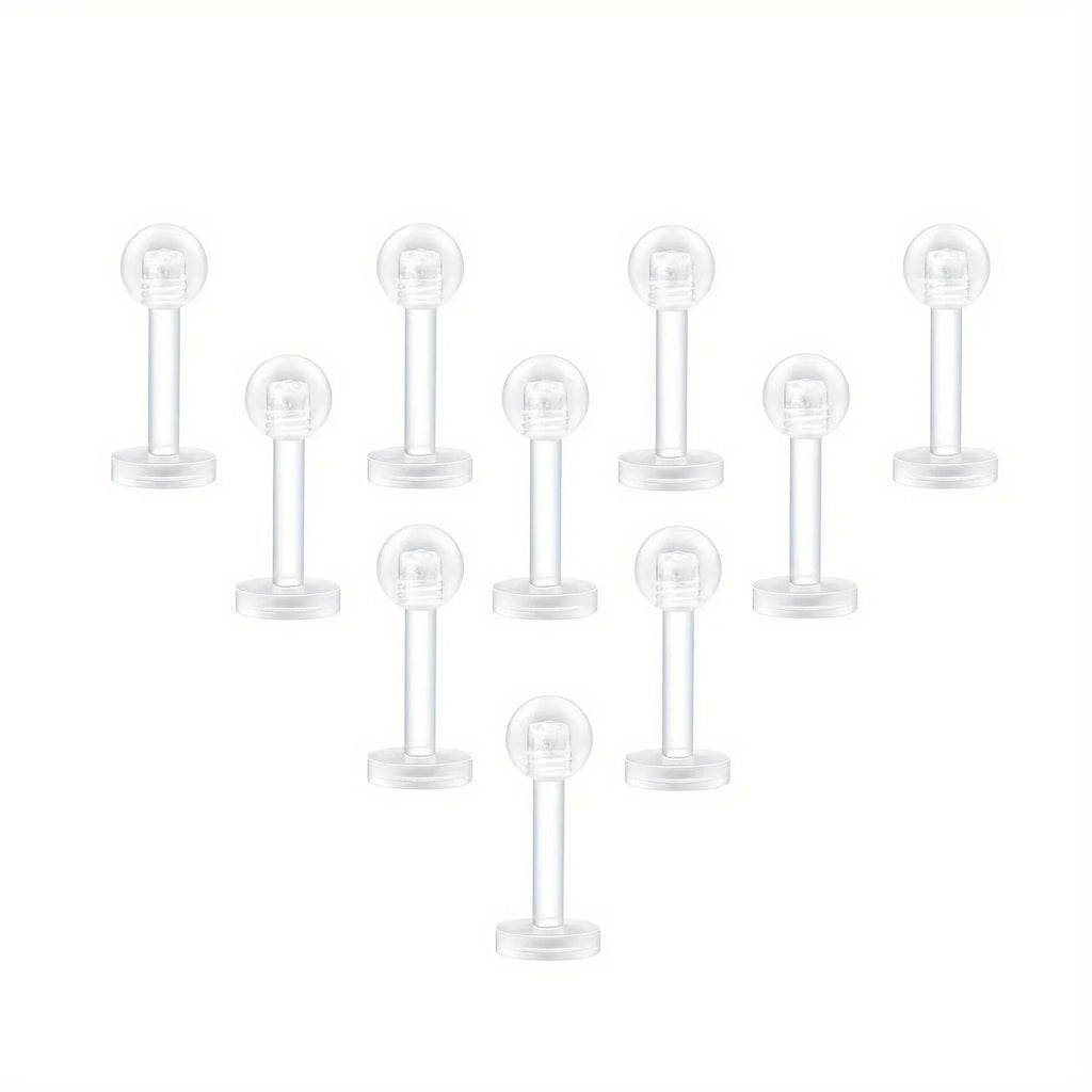 10~20pcs/Set Transparent Acrylic Bioflex Tragus Retainer Lip Studs Ear Helix Earring 6mm 8mm 10mm 12mm Body Piercing Jewelry