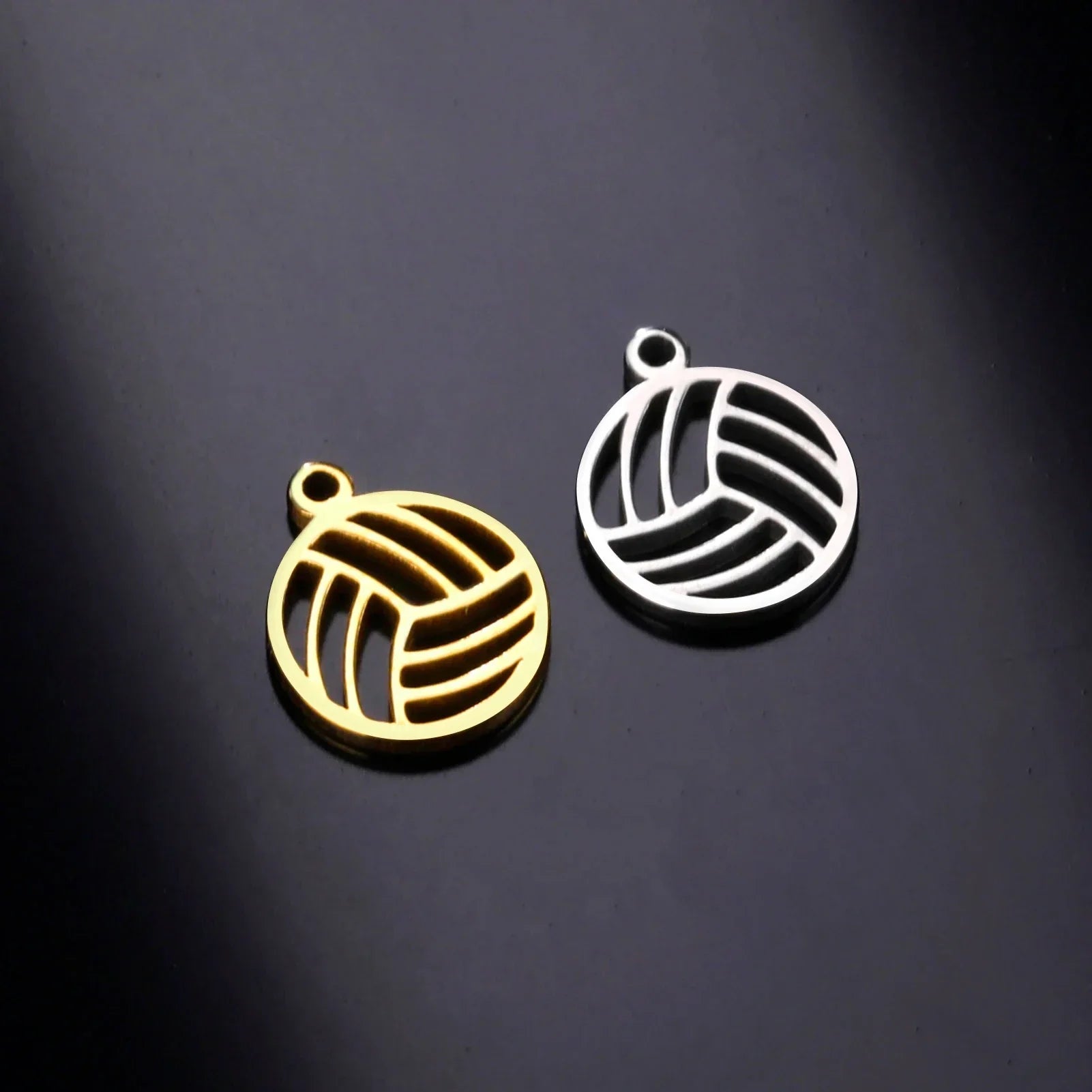 EUEAVAN 5pcs Mini Charms Stainless Steel Volleyball Charm for Bracelet Necklace Earrings DIY Jewelry Making Supplies Wholesale