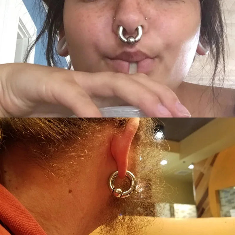 ASTM F136 Titanium Captive Bead Rings PIERC Nose Ring large size Earring 12G 2mm 3mm BCR Hoop Rings punk Piercing Body Jewelry