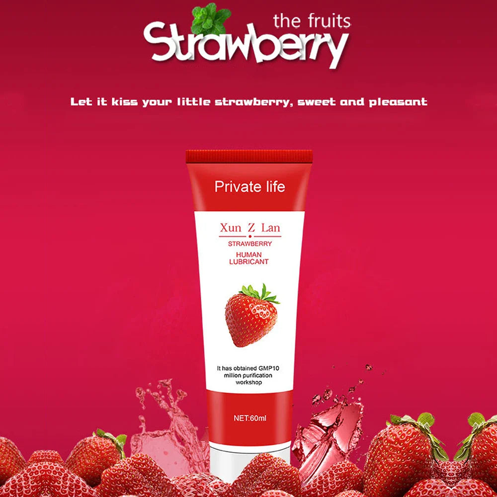 60ml Water-based Sex Lubricant Strawberry Cherry Flavor For Session Relieve Dryness Adults Lube Adult Gel