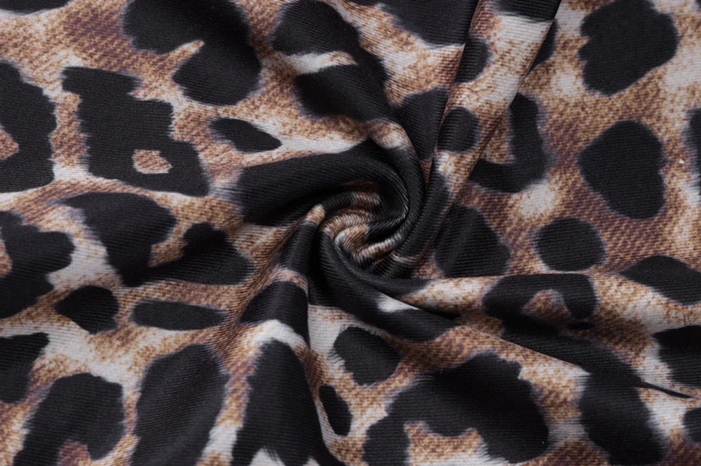 2024 Summer New Product Leopard Print short Sleeved V-neck Fashionable Tight Fitting Hip Lifting Jumpsuit For Women