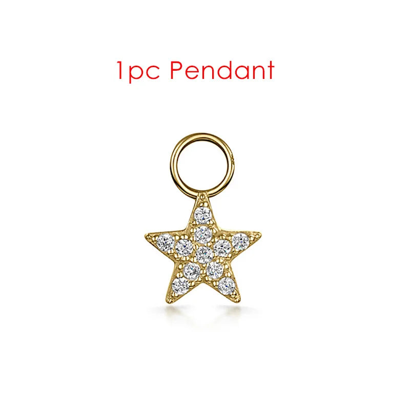 1PC Little Star Moon Snake Crystal Charms Pendant Helix Daith Earrings for Women Hanging Matching Piercing Lobe Tragus Jewelry