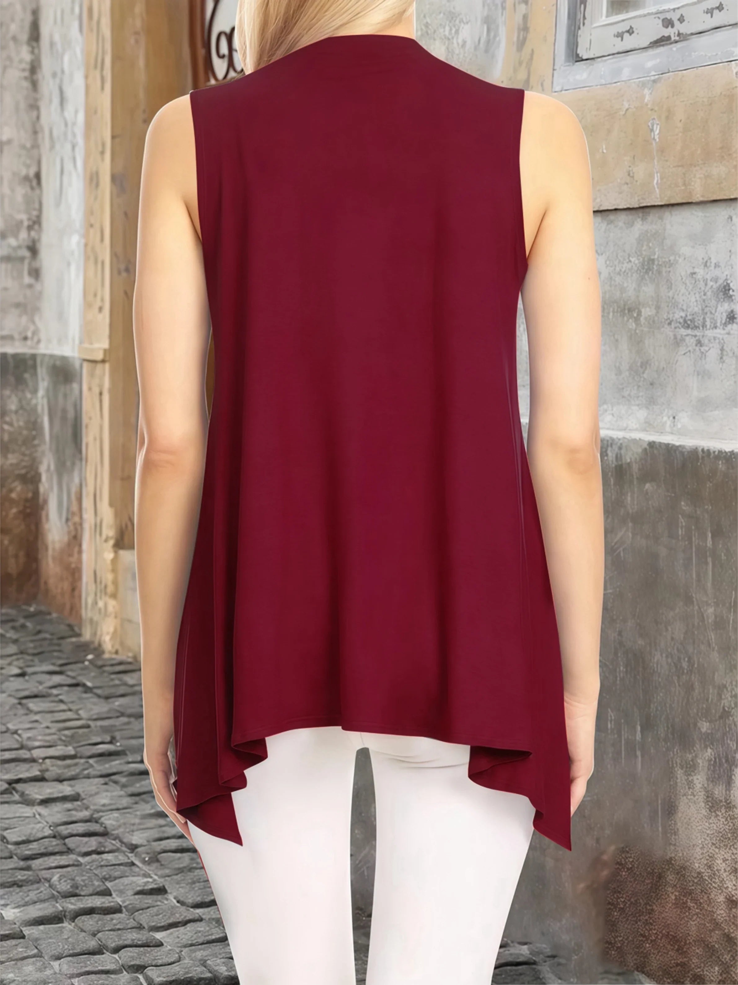 Elegant Sleeveless Open Front Cardigan Vest for Women - Plus Size Lightweight Draped Long Vest