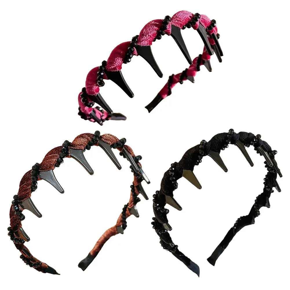 3Pcs Vintage Hairband with Teeth Decorative Hair Band Fashion Non-slip Hairband for Women Hair Accessories