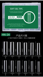 240PCs Extra Long XXL Size False Nail Tips Soft Gel Coffin Square Almond Fake Nail Tips Half Matte No Trace Traceless Nails