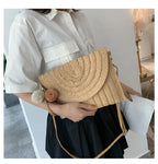 Corn Husk Weave Dinner Clutch Bag Women's Fashion Simple Solid Straw Large Purse Woman Summer Casual Vacation Ladies Wallet 2025
