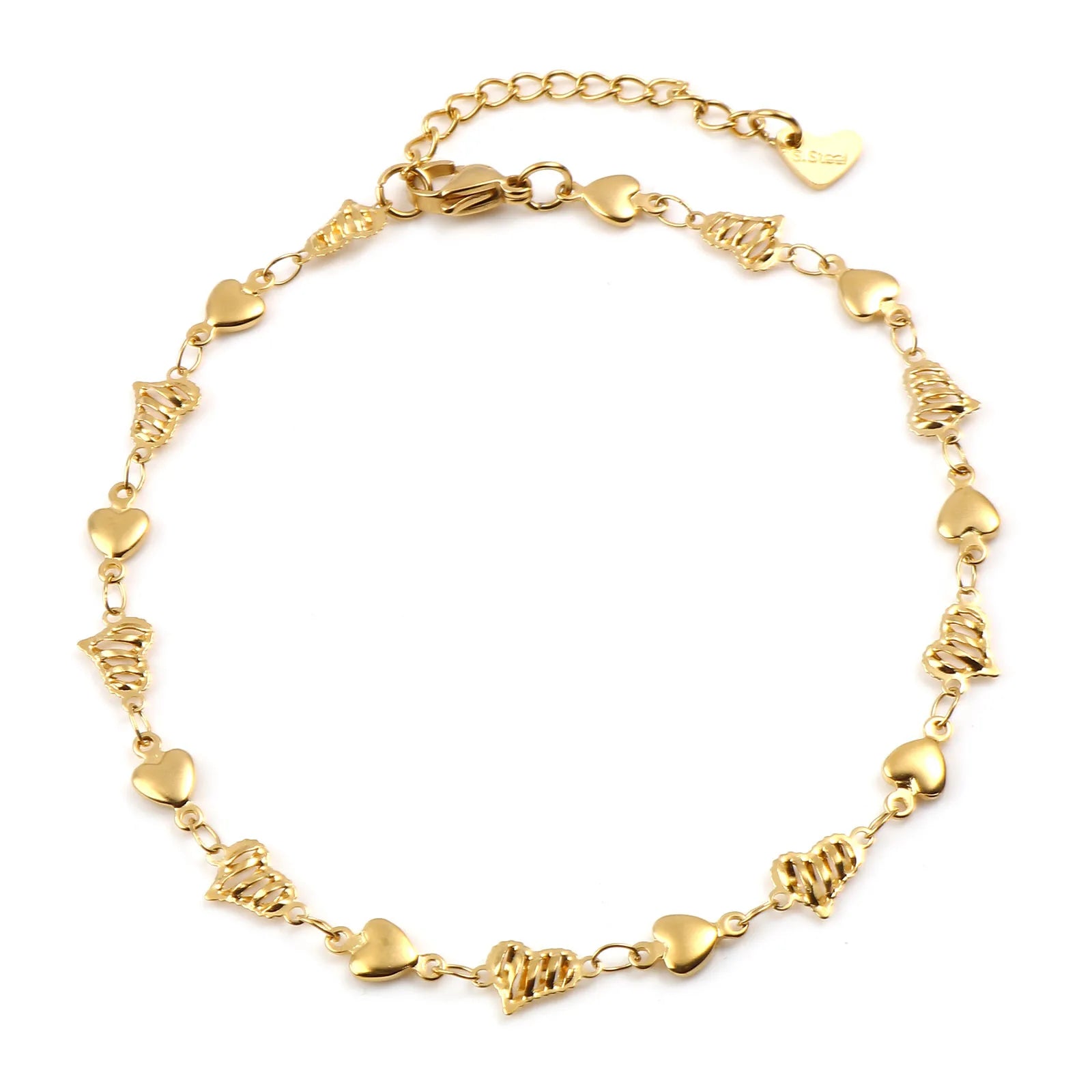 DoreenBeads Stainless Steel Anklet Gold Color For Women Beach Foot Leg Chain Ankle Bracelets Jewelry Gift 22.5cm-23.5cm, 1 Piece