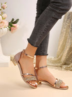 2024 New Fashion Women's Sandals Gold and Silver Low Heel Casual Shoes Women Open Toe Summer Light Fashion Women's Shoes