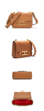 CHCH Women's Saddle Bag 2024 Autumn/Winter New Black Cow Leather Flip Small Square Bag Simple Commuter Diagonal Cross Bag