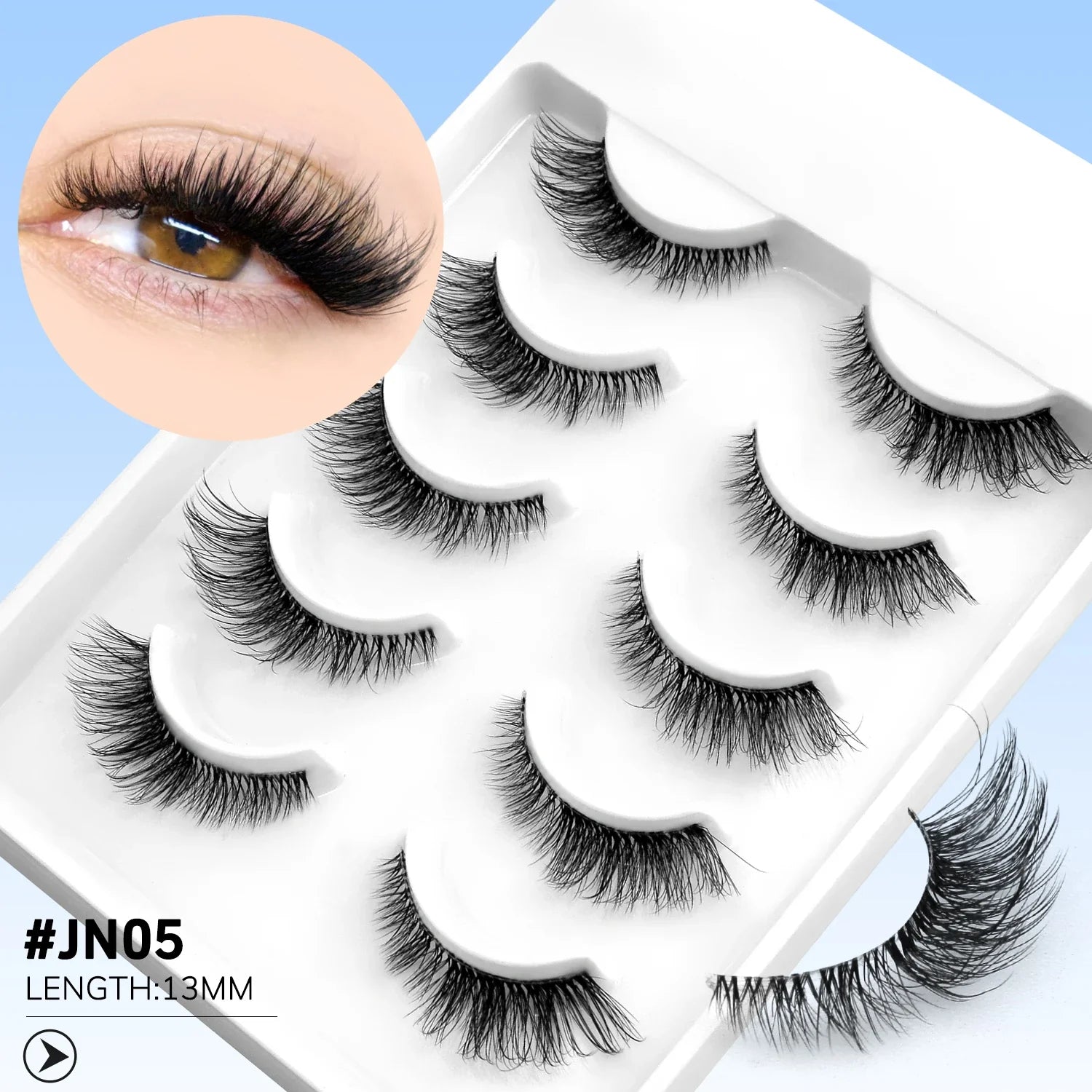 GROINNEYA Cat Eye Lashes Natural Fluffy False Lashes With Winged Ends For Extended Natural Look Soft Clear Stem Lashes Makeup