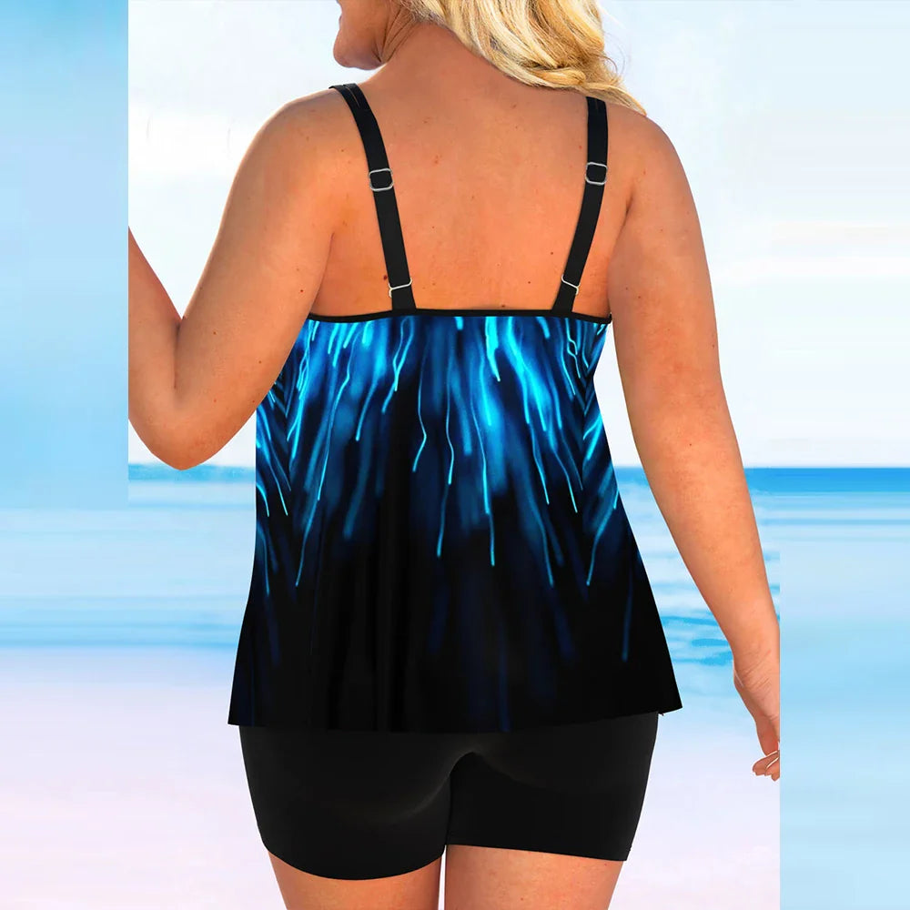 3XL 4XL 5XL Plus Size Two Piece Women Swimsuit for 2024 Summer Korean Fashion Vacation Beach Swimming Suit High waist Beachwear