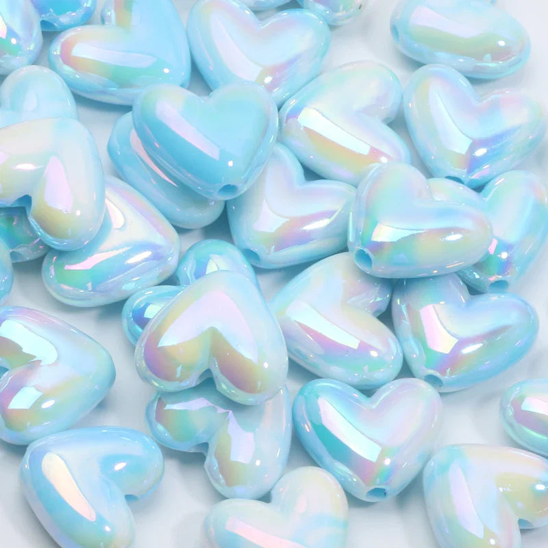 10pcs 15x17mm Macarons ABS Spacer Beads Gradients Heart Acrylic Beads For Diy Jewelry Making Bracelet Necklace Earrings Pendant