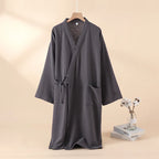 2025 Japanese New Spring/Summer Couple Kimono Robe 100% Cotton Crepe Cloth Men's and Women's Bathrobe Thin Home Sleeping Robe