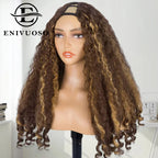 Afro Kinky Straight V Part Wigs with Bouncy Curls Short Synthetic Glueless Wigs for Black Women No Leave Out Clip in Half Wigs