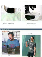 Black White GSM 500g Heavy Duty Cotton Plus Size T-Shirt Crew Neck Men's Short Sleeve Three Needles Half Sleeve Tee