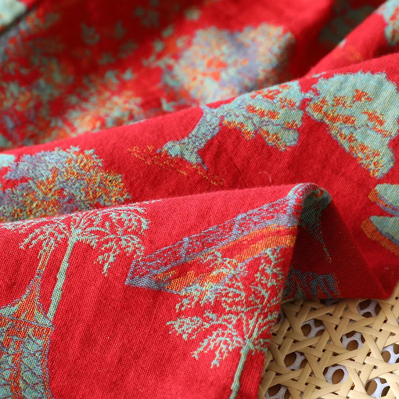 2025 New Spring and Autumn Women's Pajama Set 100% Cotton Retro Color Woven Home Clothes Long Sleeve Long Pants Two Piece Set