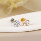 1PC Titanium Zircon Star Flower Labret Piercing for Women Cartilage Tragus Daith Helix Stud Earring Body Jewelry