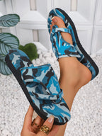 2025 Summer Women Slippers Platform Sandals Fashion Open Toe Shoes Slip on Colorful Beach Shoe Ethnic Style Lightweight Slippers