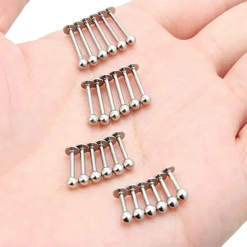 10-100pcs/lot Stainless Steel Labret Lip Bar Rings Stud Tragus Helix Bar Ear Cartilage Piercings Jewelry for Women Men 3mm Ball