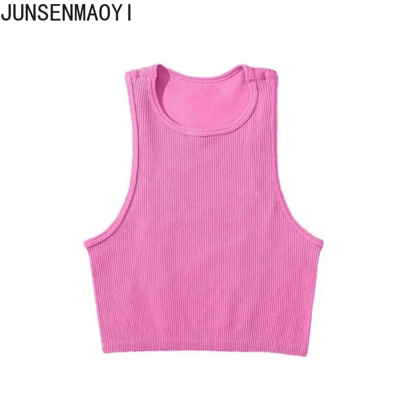 DIY Print Customize Sleeveless Vest Women's Summer High Waist Short Crop Top Fitness Running Yoga Clothes Slim Fast Dry Clothes