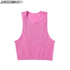 DIY Print Customize Sleeveless Vest Women's Summer High Waist Short Crop Top Fitness Running Yoga Clothes Slim Fast Dry Clothes