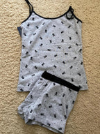 Blue Striped Tank Shorts Pajama Set Women Summer Sleeveless Crop Top+Elastic Waist Straight Short Pant Cotton Home 2 Piece Sets