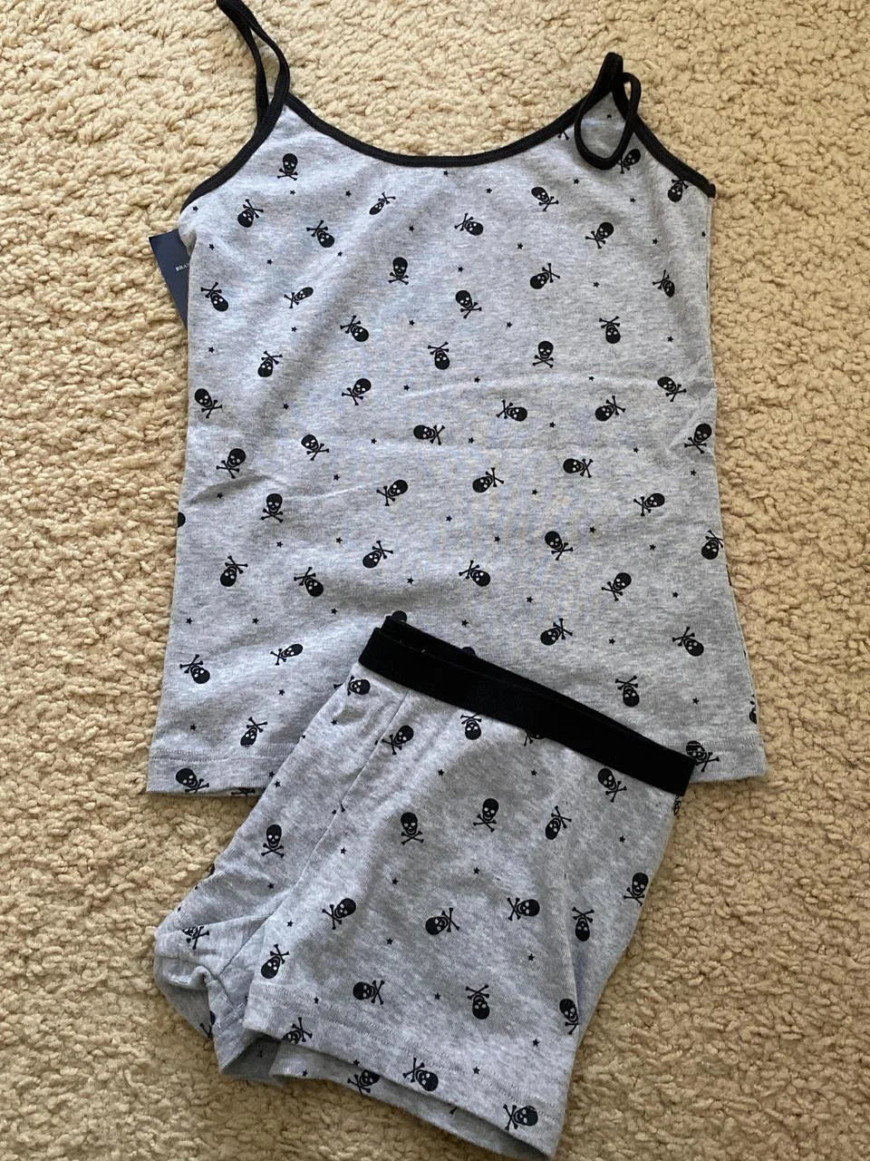 Blue Striped Tank Shorts Pajama Set Women Summer Sleeveless Crop Top+Elastic Waist Straight Short Pant Cotton Home 2 Piece Sets