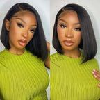 Bone Straight Bob Wig Human Hair 13x4 Lace Wigs Transparent Lace Human Hair Short Wig Pre Plucked 200% Density For Women