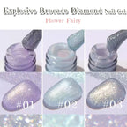 1-3pcs PSK 2025 New Whitening Purple Glass Beads Starry Crystal Nail Art Purple Glass Bead Cat Eye Gel Nail Polish Nail Supplies