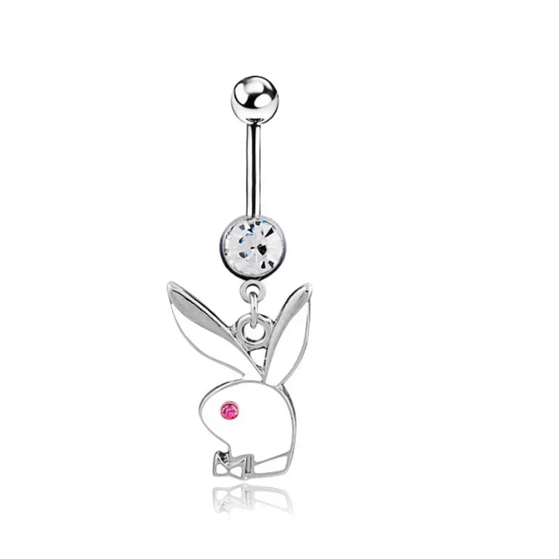 Belly Button Rings for Women Bunny Navel rings Gold color Rabbit Belly Rings Gem stone Belly Piercing Jewelry Body Jewelry