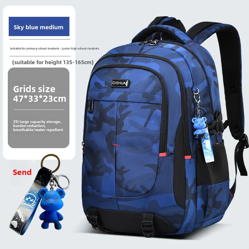 2025 new camouflage backpack for boys High capacity school bag for junior high school students Outdoor travel backpack for men