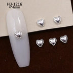 20PCS 3D Glossy Gold Silver Metallic Love Heart Various Crook Frame Solid Alloy Nail Art Rhinestones Decorations Manicure Charms