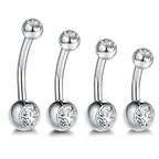 10pcs/lot Titanium CZ Crystal Belly Button Ring Navel Bar Piercing 6/8/10/12mm Belly Nombril Piercing Sexy Jewelry for Women 14G