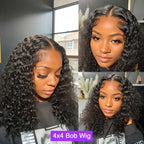 250% Density Short Bob Wig Human Hair 13x4 Lace Front Wigs Glueless Lace Frontal Wig Deep Wave Jerry Curly Wig For Black Women