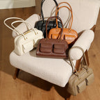 Burminsa Cowhide Genuine Leather Underarm Shoulder Bags For Women 2025 Luxury Designer Korean Bowling Tote Work Ladies Handbags