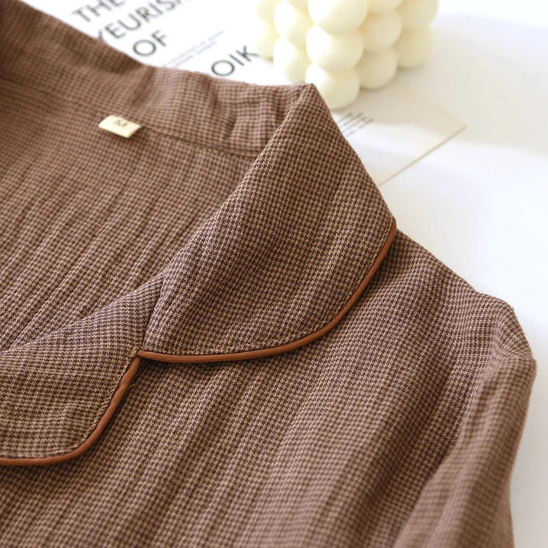 2025 New Spring Couple's Pajama Set 100% Cotton Long Sleeve Long Pants Two Piece Set for Men and Women's Home Furnishings