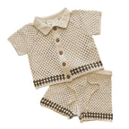 2025 Summer New Baby Short Sleeve Hollow Knit Cardigan Solid Infant Girl Coat Cotton Toddler Boys Knitted Jacket Kids Clothes