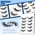GROINNEYA Cat Eye Lashes Natural Fluffy False Lashes With Winged Ends For Extended Natural Look Soft Clear Stem Lashes Makeup