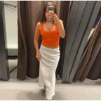 Elegant Sequined Orange Cardigans Women Y2k O-neck Short Sleeve One Button Female Tops 2025 Street Summer Lady Chic Knitwear