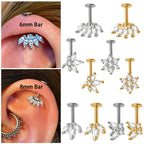 361L Surgical Steel Marquise Vertical Post Helix Piercing Crown/Butterfly Earrings Cartilage Helix Stud Body Piercing Jewelry