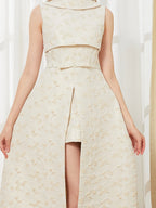 Elegant Dress 2024 Summer New Fashion Women Long Maxi Backless Sleeveless Split Jacquard  Dresses Evening Dress Robes