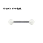1 PCS/5 PCS Stainless Steel 14G Tongue Rings Barbell Glowe Tongue Barbell Jewelry For Women Piercing Tongue Piercing White