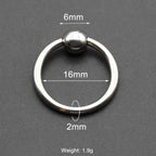 1Pc Large Gauges Stainless Steel CAPTIVE SPRING BEAD RING for Septum Piercing BCR Nose Ring Hoop Expander Earlobe Earrings 00G