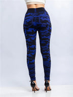 CUHAKCI Camouflage Printed Leggings Women Seamless Denim Sports High Waist Tights Workout Fitness Elastic Pants Stretch Jeggings